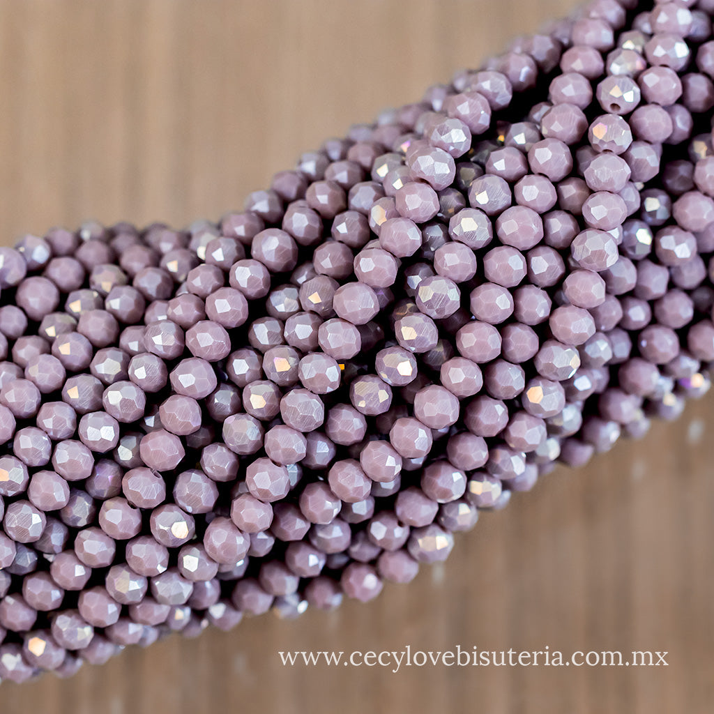 Cristal Rondel Lila Mate AB 4 mm