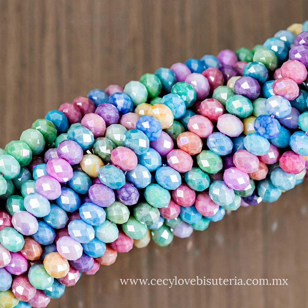 Cristal Rondel Colores Pasteles 8 mm