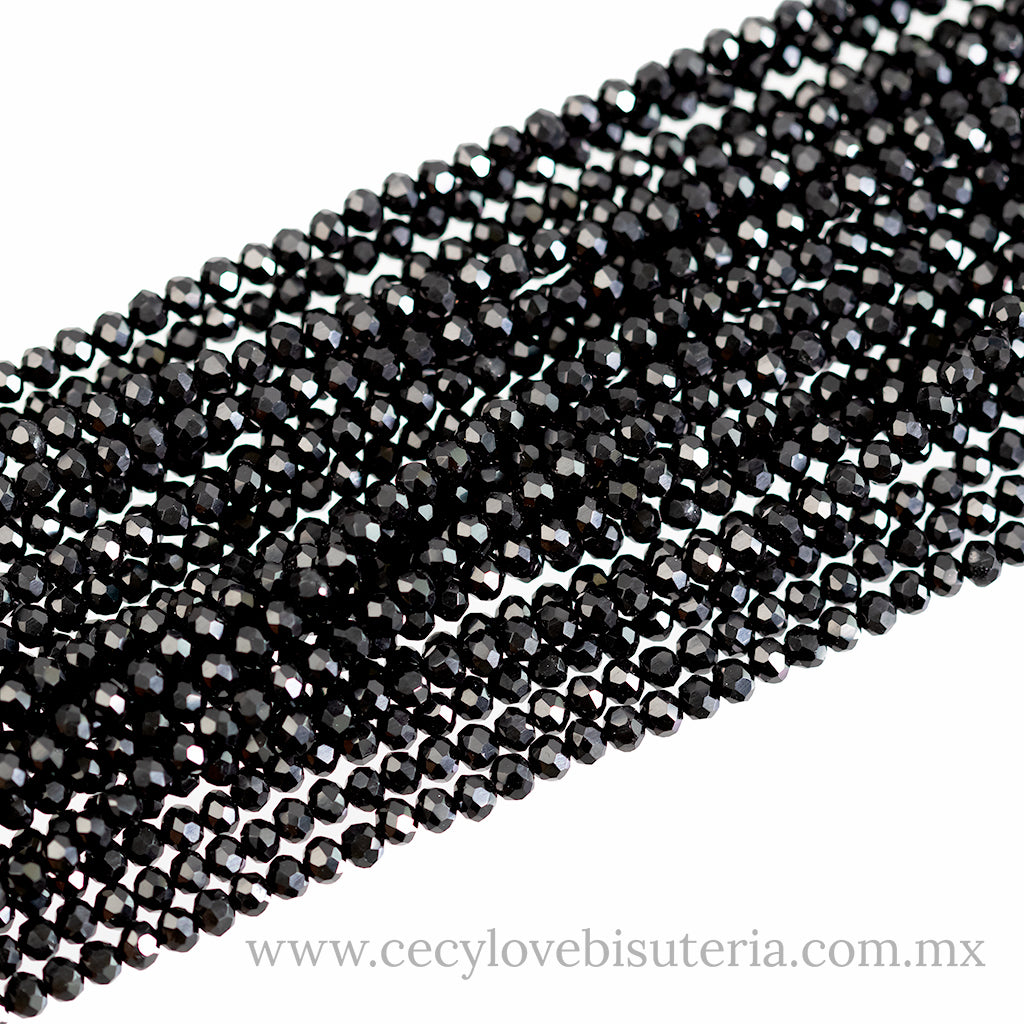 Cristal Rondel Negro Mate 4 mm