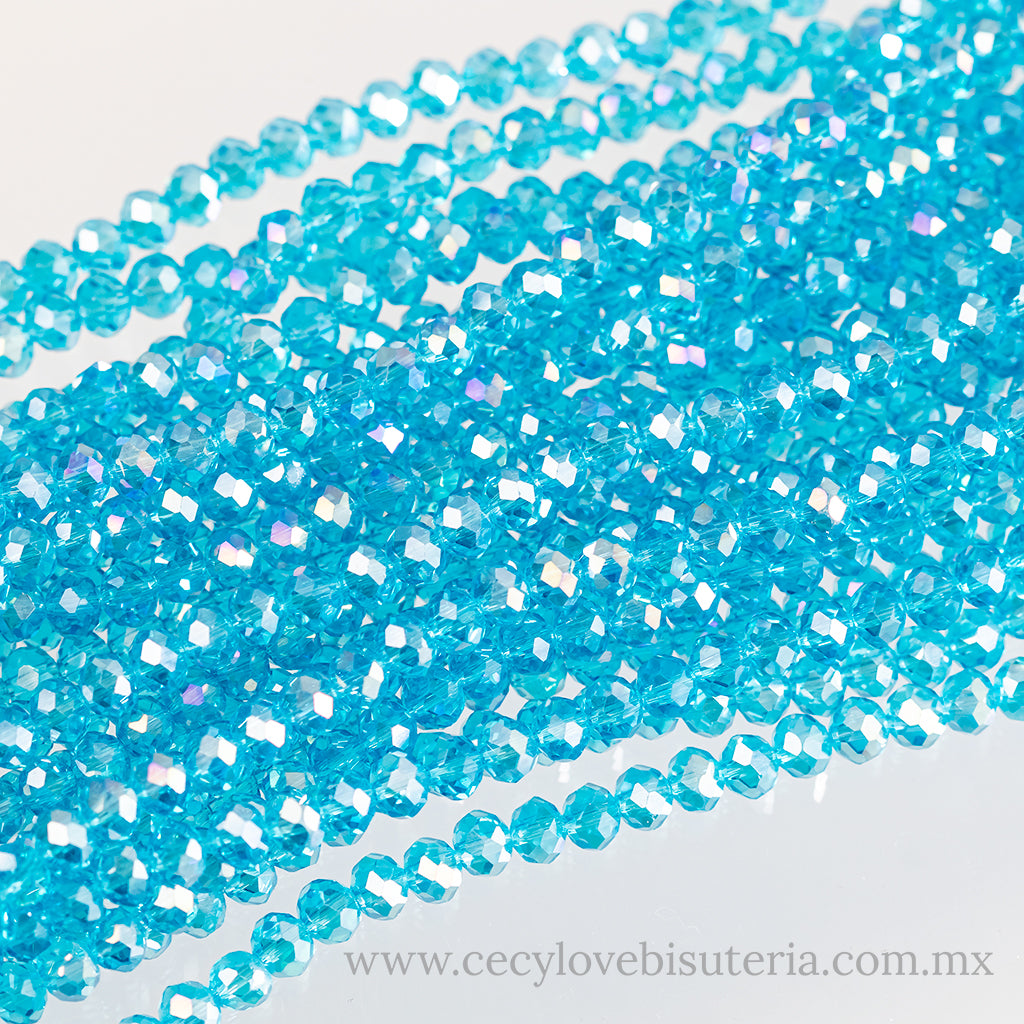 Cristal Rondel Celeste Transparente 6 mm