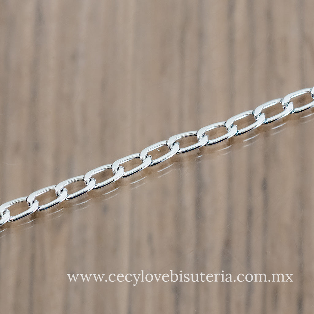 Cadena de Aluminio Eslabón Rectangular Plateado