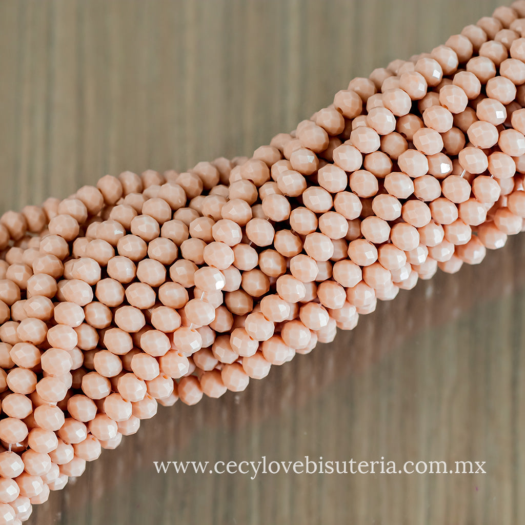 Cristal Rondel Beige Mate 6 mm