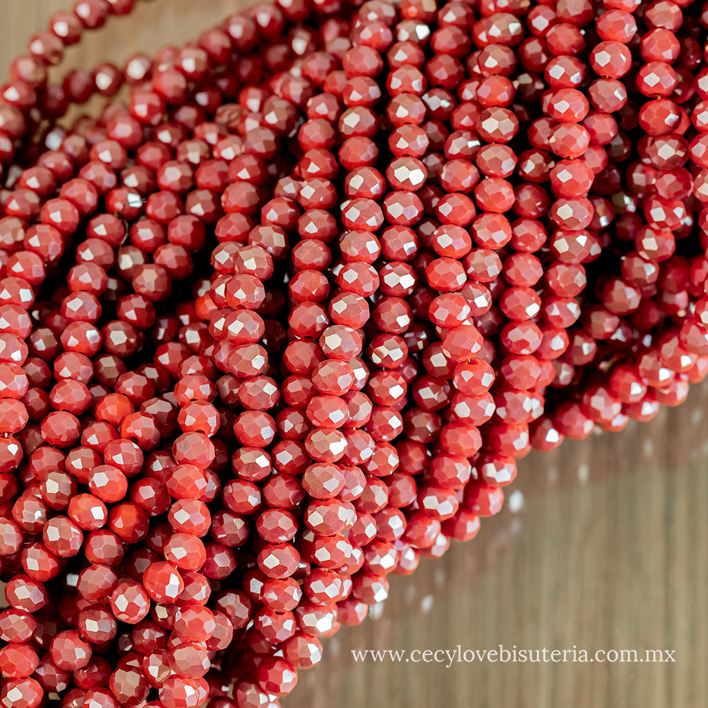 Cristal Rondel Rojo AB 6 mm