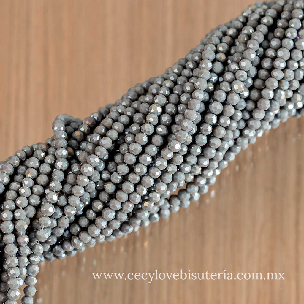 Cristal Rondel Gris Mate 4 mm