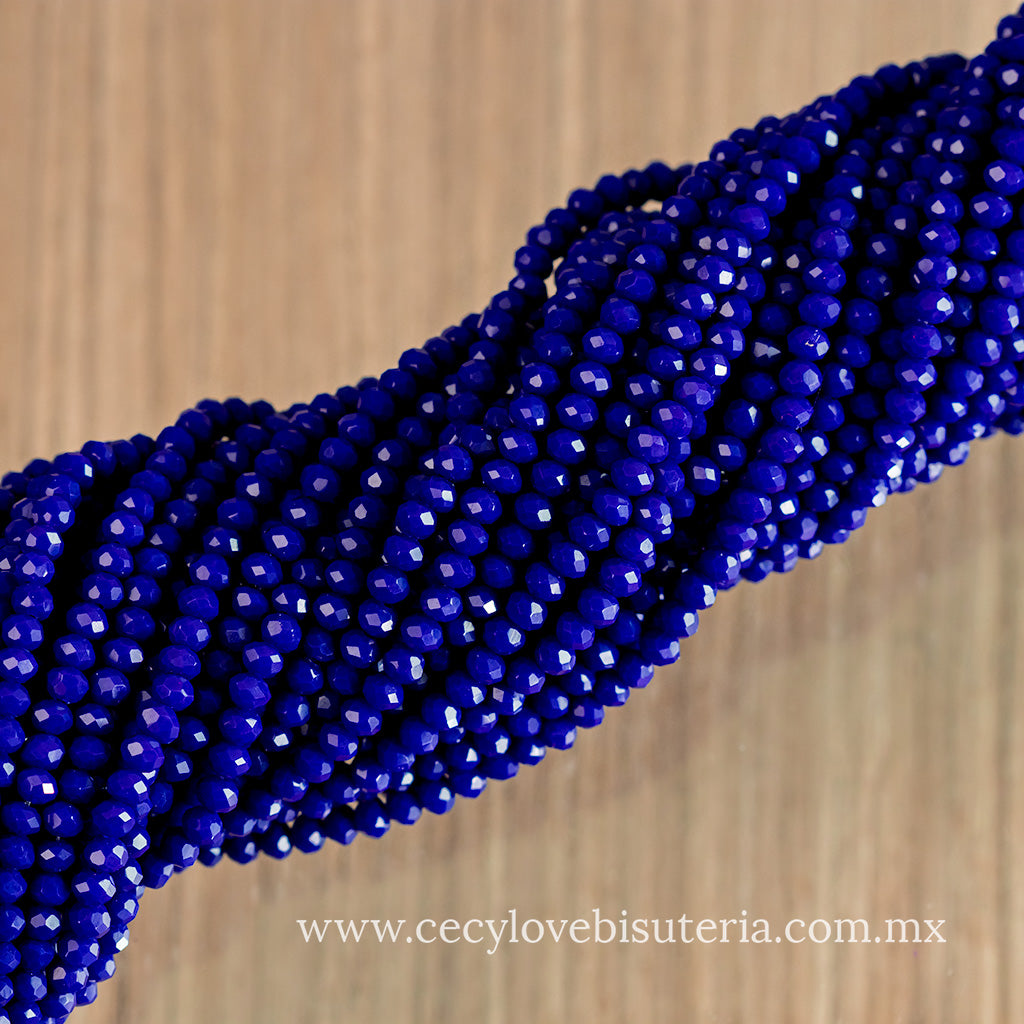 Cristal Rondel Azul Rey 4 mm