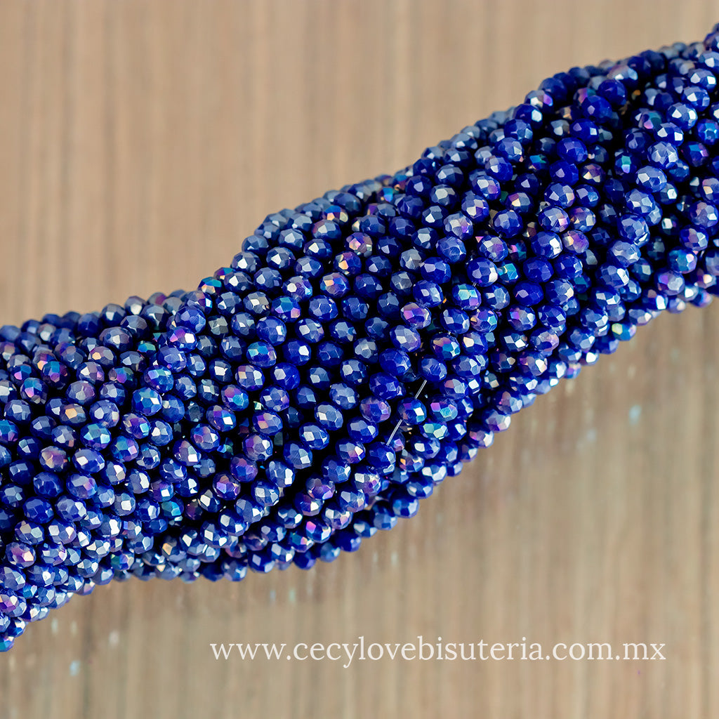 Cristal Rondel Azul Rey AB 4 mm