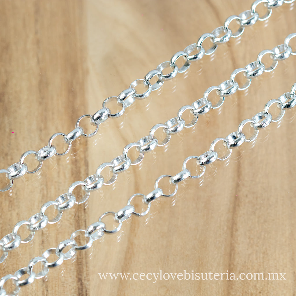 Cadena de Aluminio Circulo Liso Plateada 7 mm