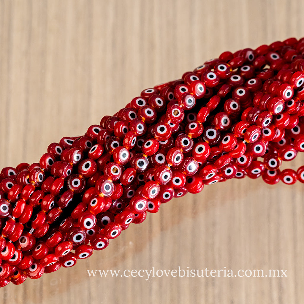 Murano Luneta Ojo Turco Rojo 6 mm