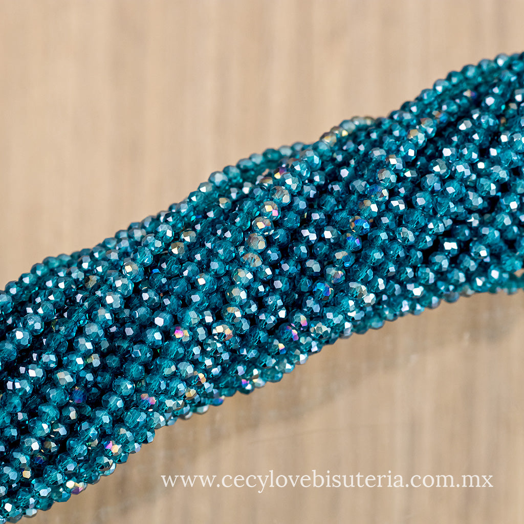Cristal Rondel Azul Petróleo 2 mm