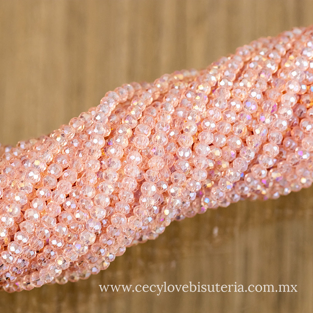 Cristal Rondel Rosa Palo 2 mm