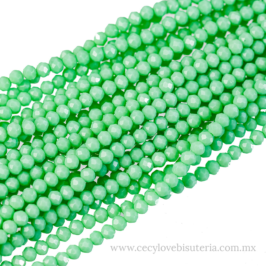 Cristal Rondel Verde Menta 4 mm