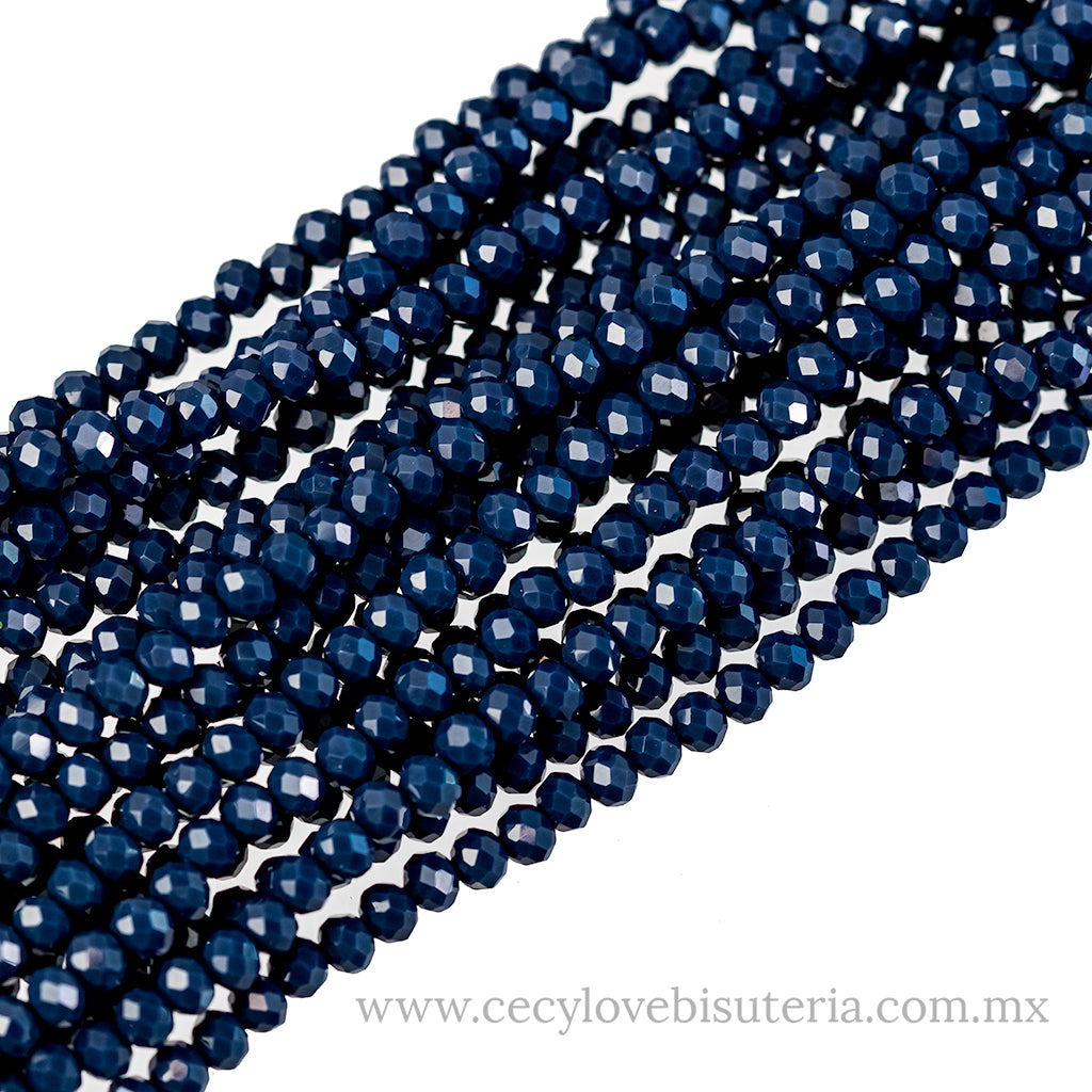 Cristal Rondel Azul Marino 4 mm