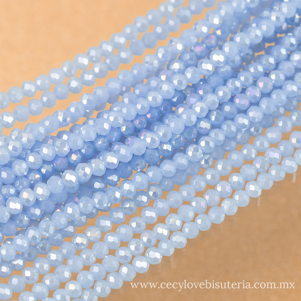 Cristal Rondel Azul Bebé 4 mm