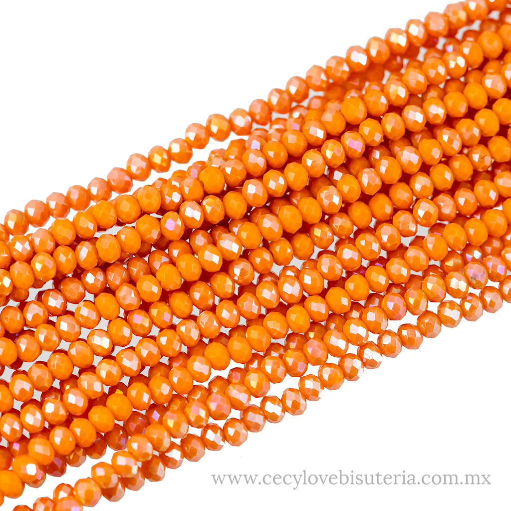 Cristal Rondel Naranja AB 4 mm