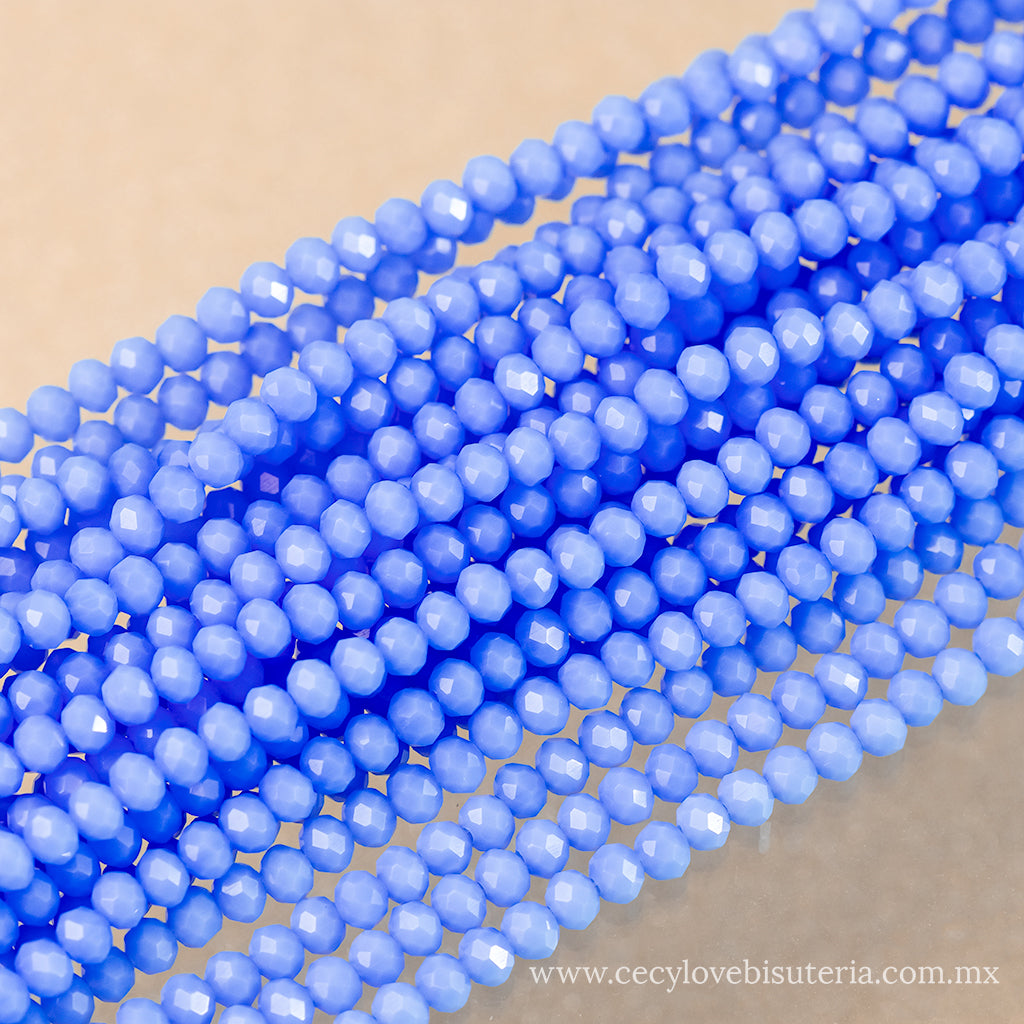 Cristal Rondel Azul Cielo Mate 4 mm
