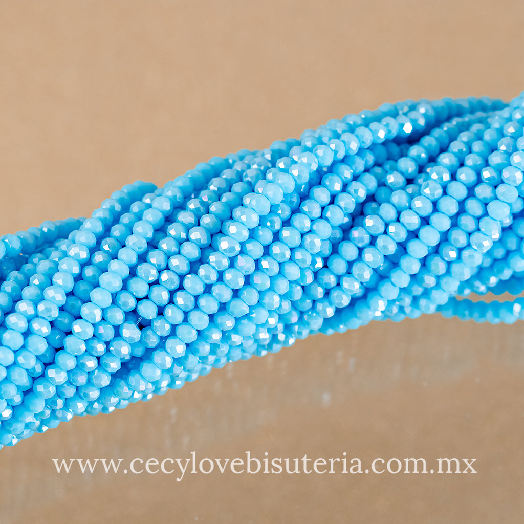 Cristal Rondel Turquesa 2 mm