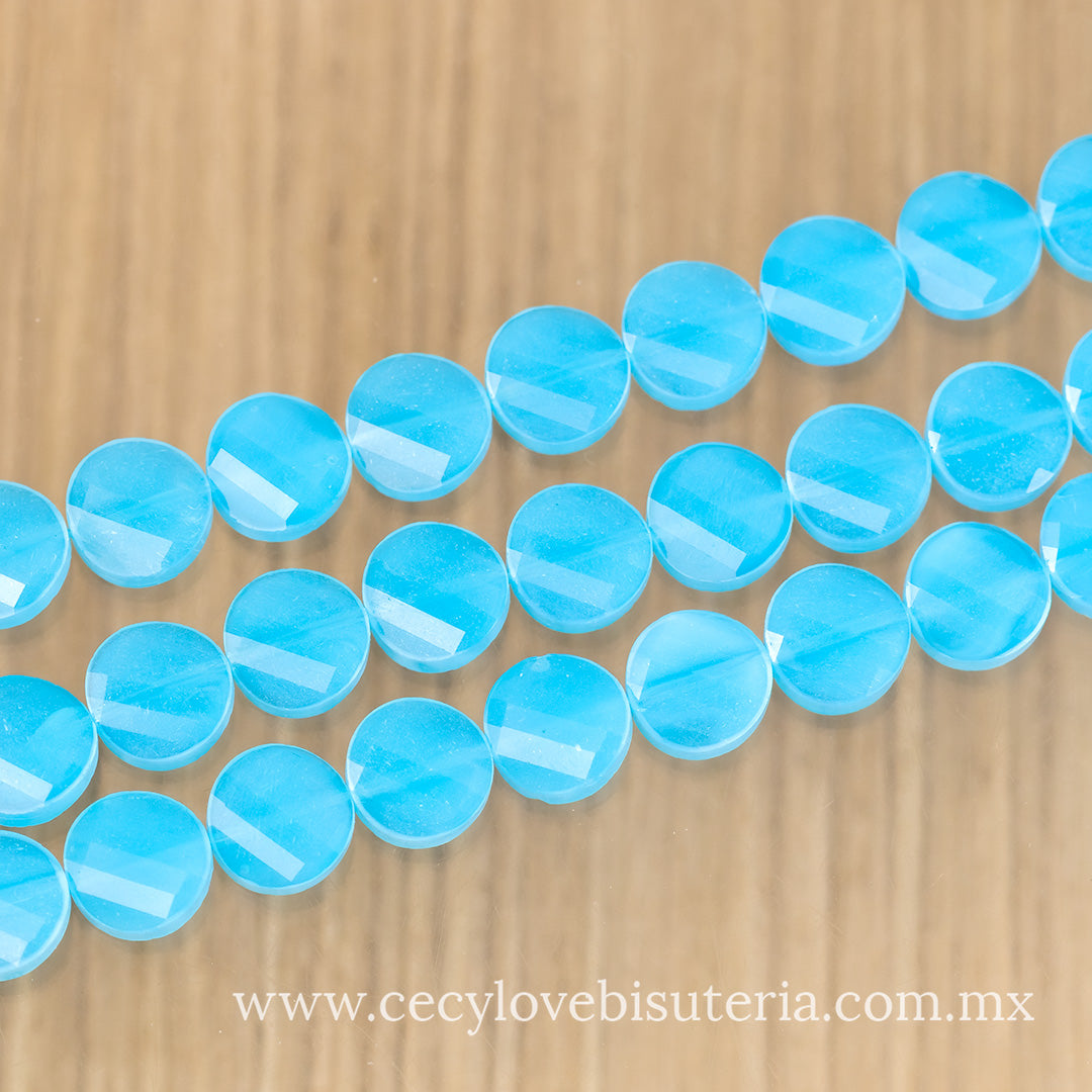 Cristal Luneta Facetada Celeste