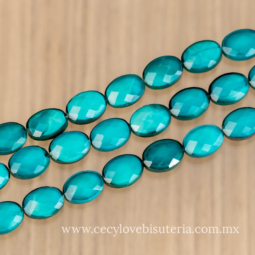 Cristal Óvalo Facetado Esmeralda