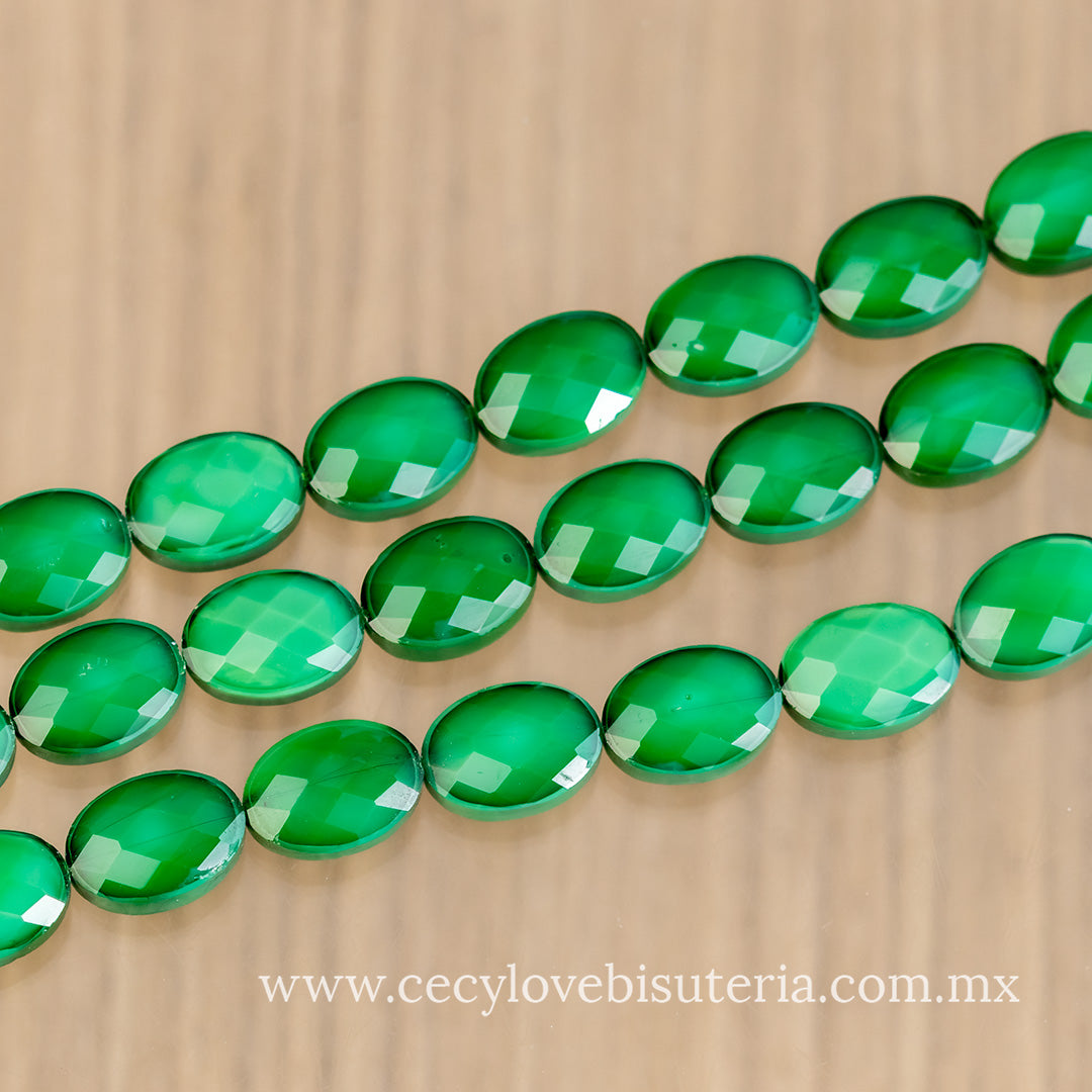 Cristal Óvalo Facetado Verde