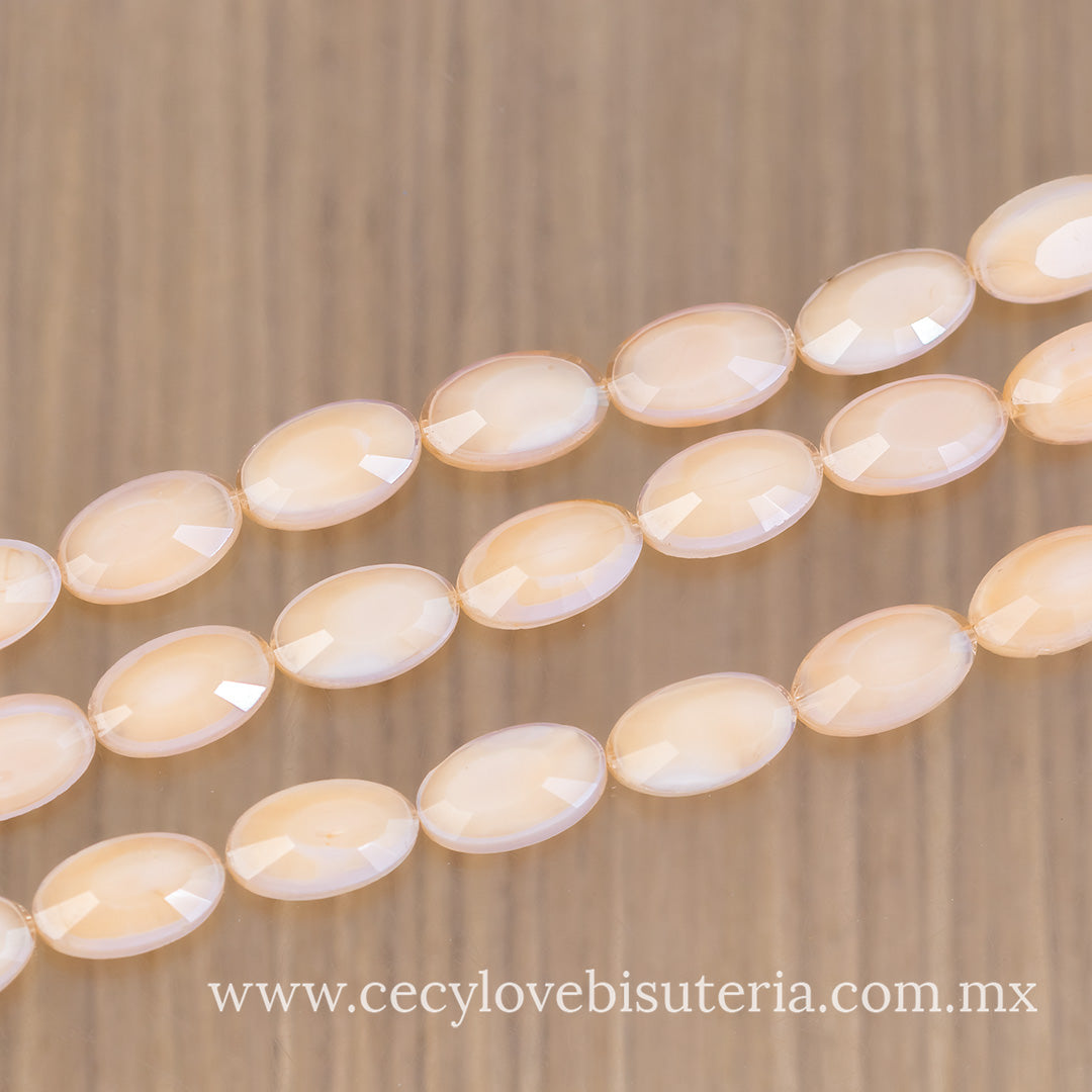 Cristal Óvalo Facetado Nude