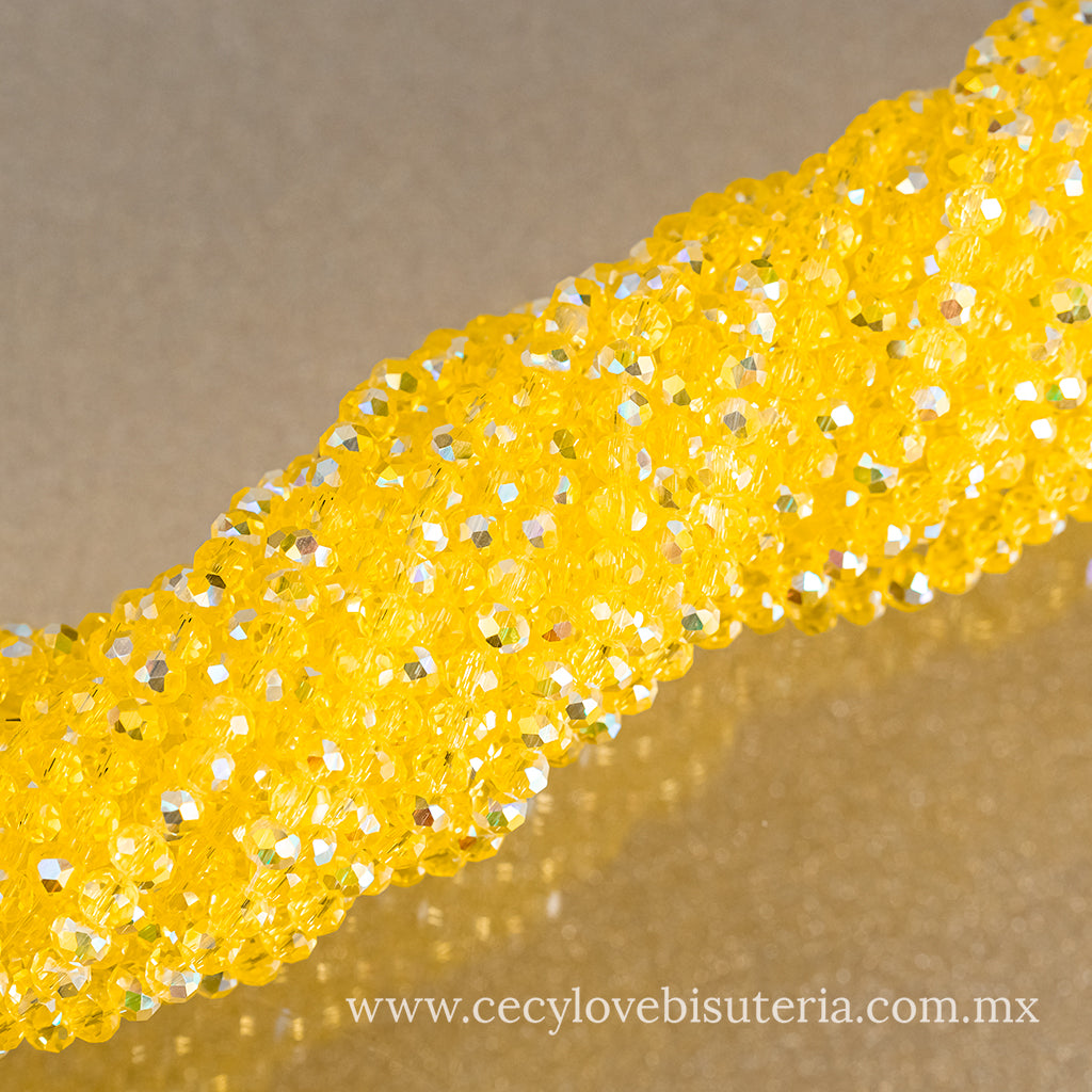 Cristal Rondel Amarillo Transparente AB 6 mm