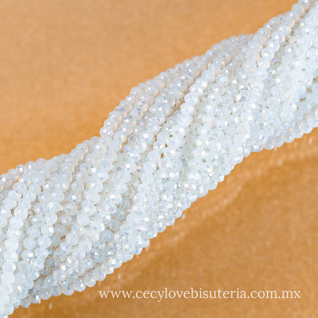 Cristal Rondel Blanco Transparente 4 mm