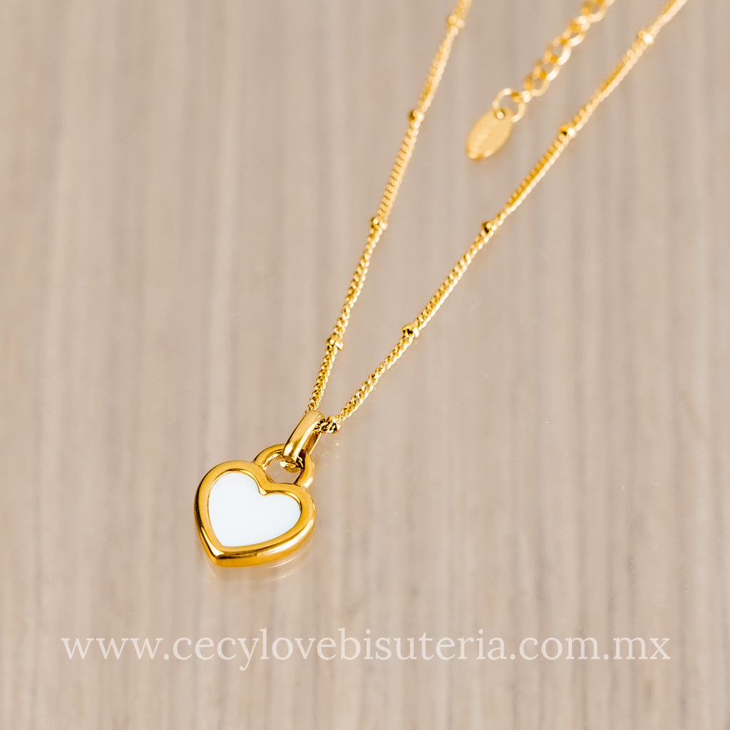 Collar Corazón Negro / Blanco