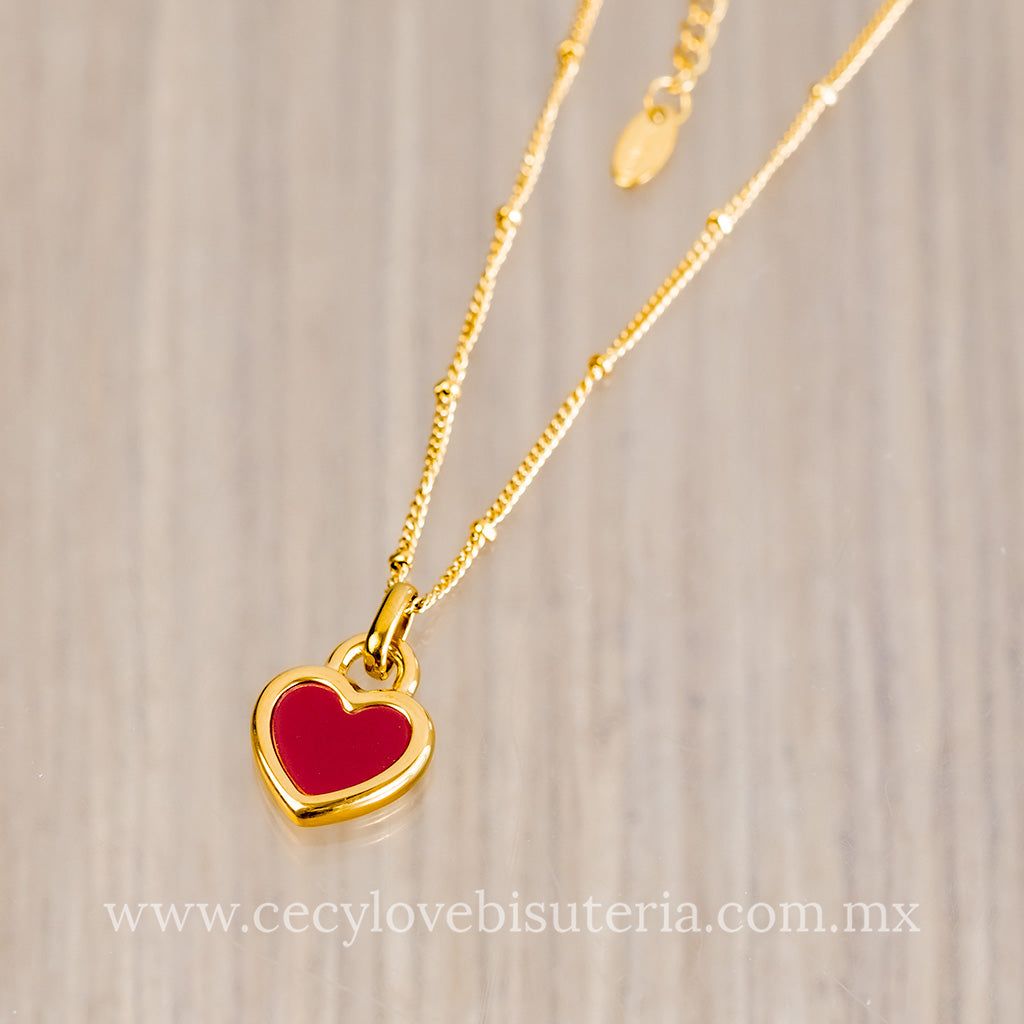 Collar Corazón Blanco / Rojo