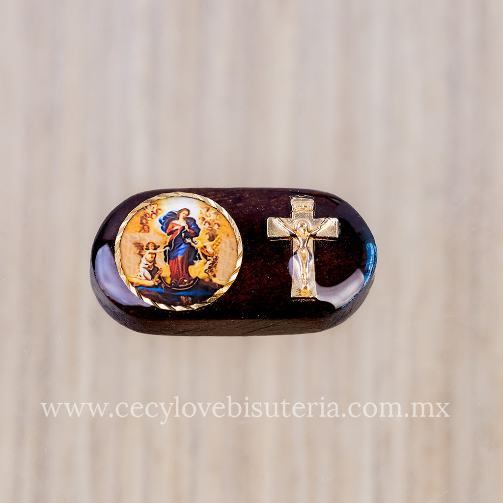 Separador Madera Virgen Desatanudos y Cristo