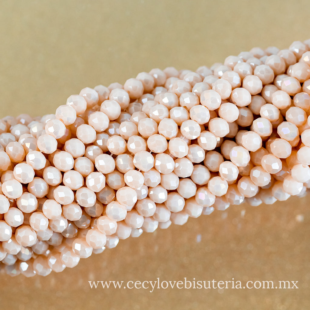 Cristal Rondel Beige 6 mm