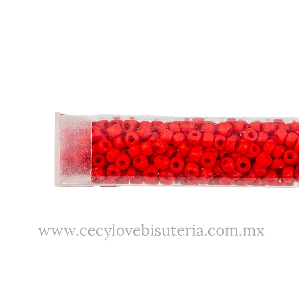 Seed Bead Rojo 8/0