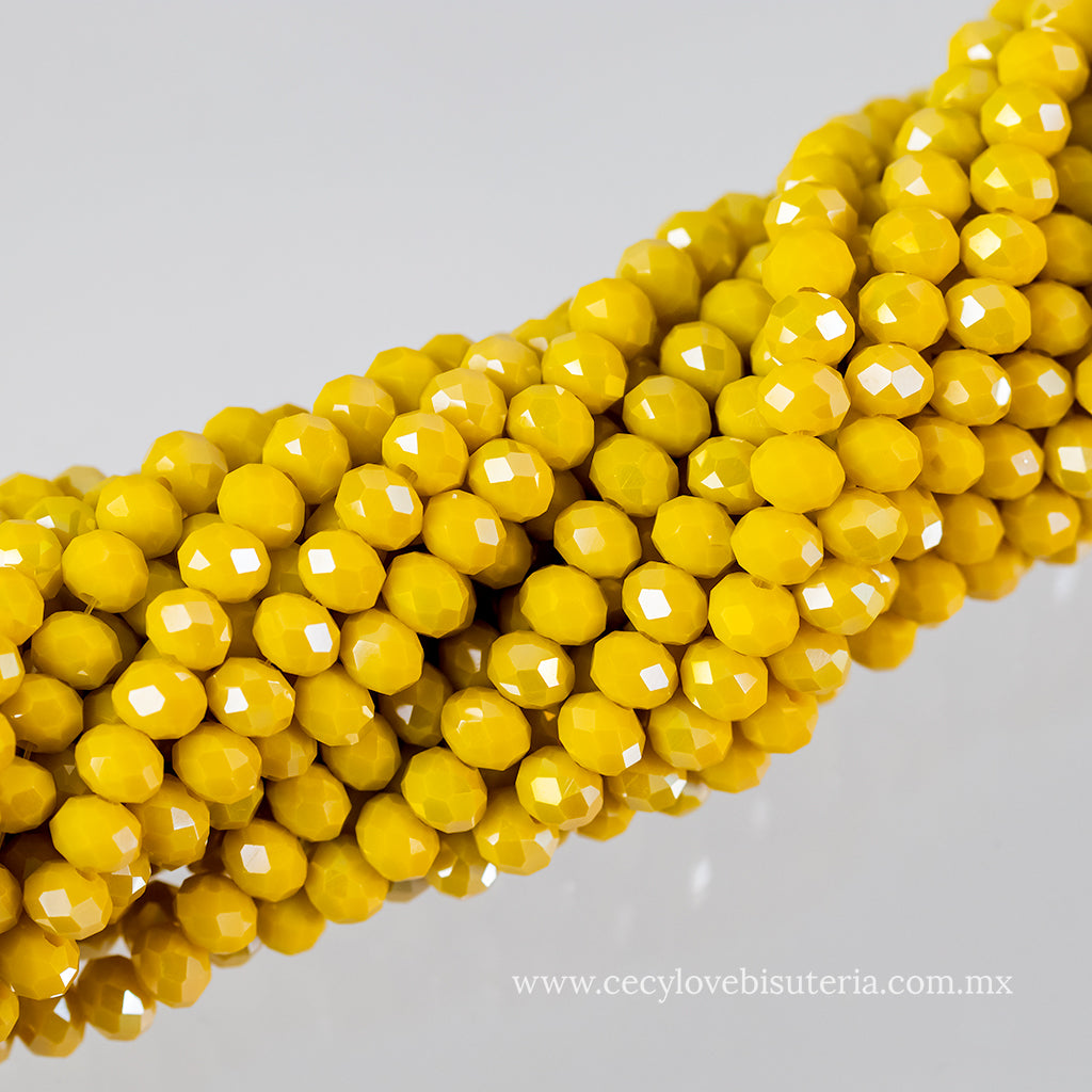 Cristal Rondel Mostaza 6 mm
