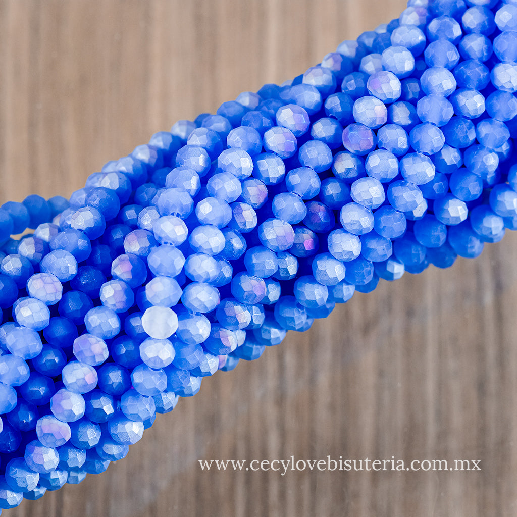 Cristal Rondel Azul Majorelle Mate 6 mm