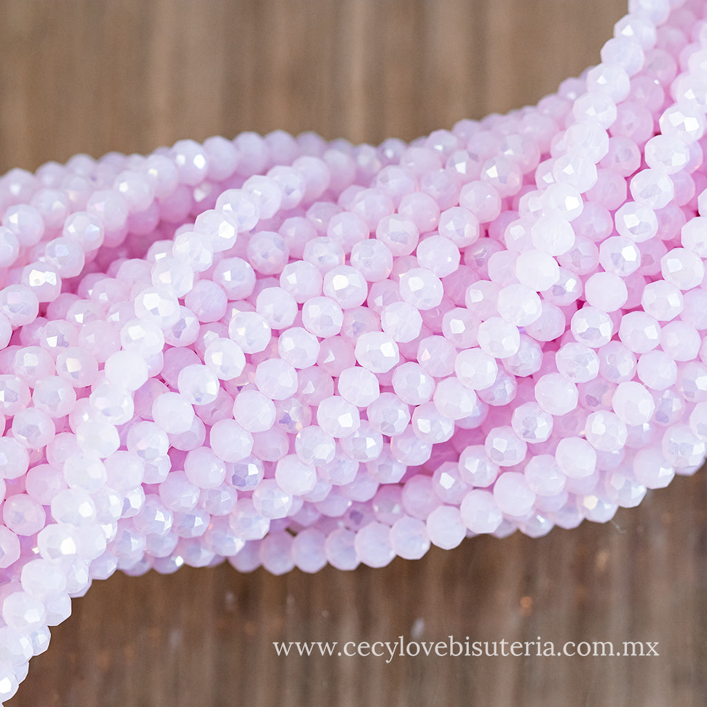 Cristal Rondel Rosa 4 mm