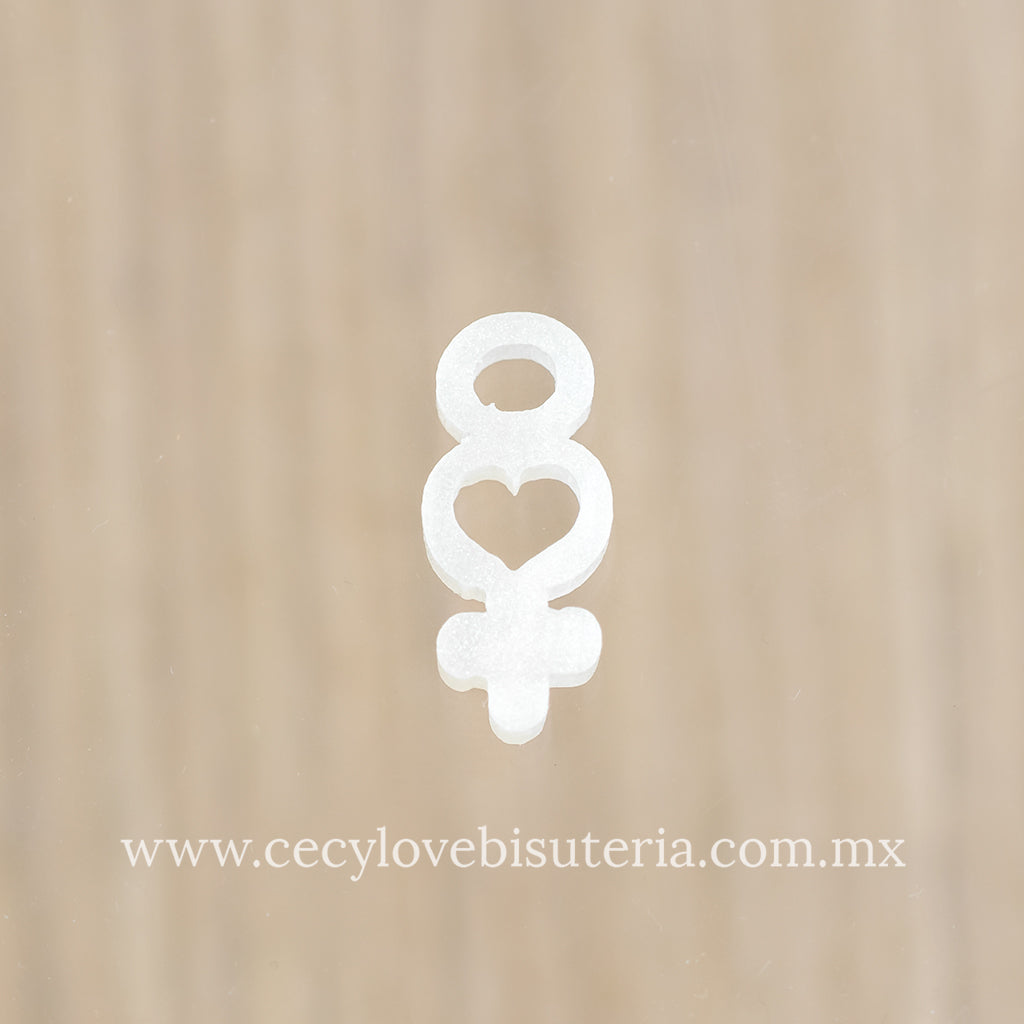 Dije Símbolo de la Mujer con Corazón Blanco