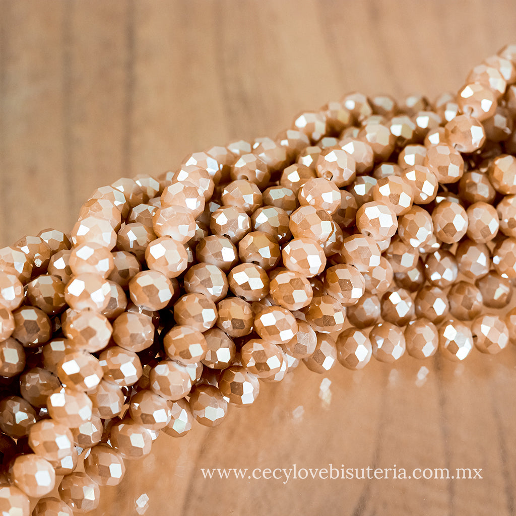 Cristal Rondel Capuccino 8 mm