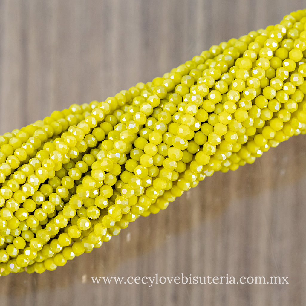 Cristal Rondel Amarillo 2 mm