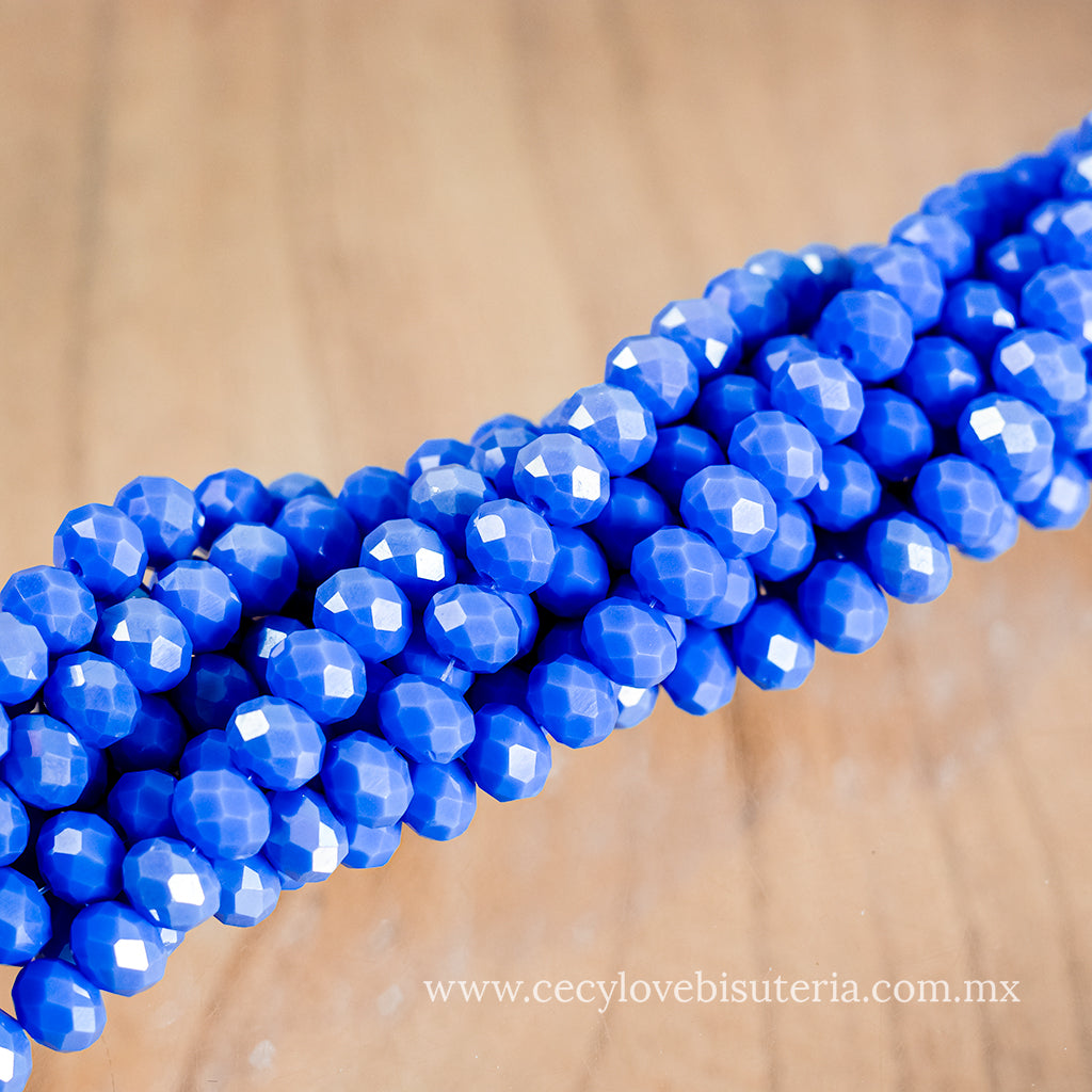 Cristal Rondel Azul Royal 8 mm