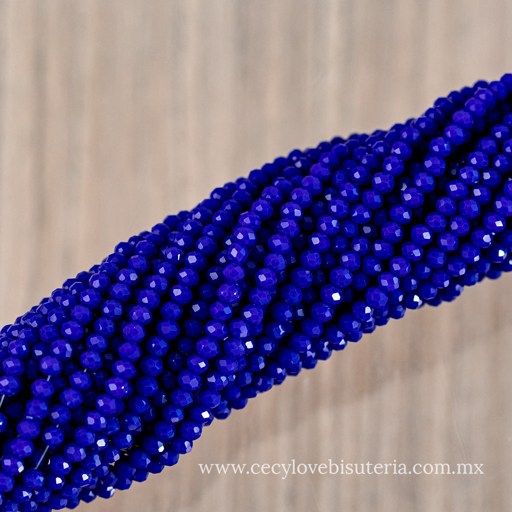 Cristal Rondel Azul Rey 2 mm