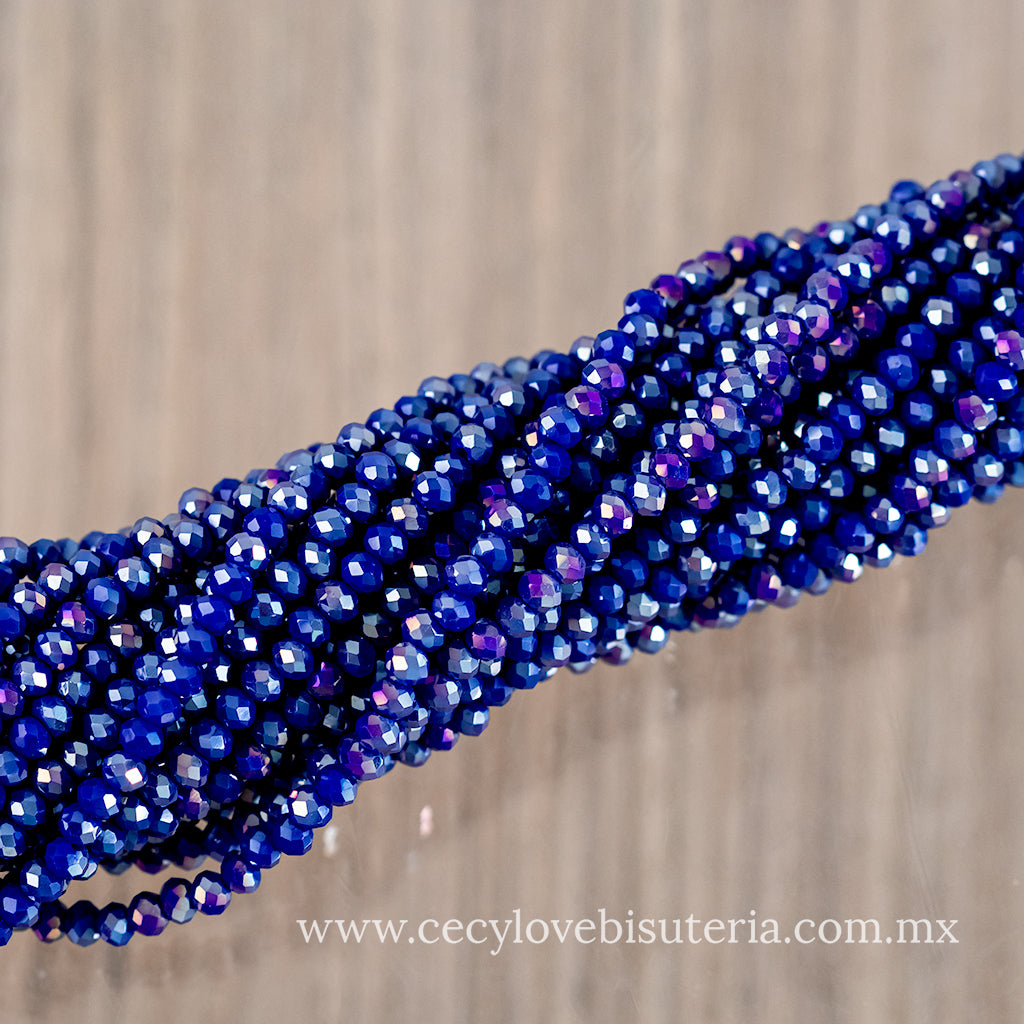 Cristal Rondel Azul Rey AB 2 mm