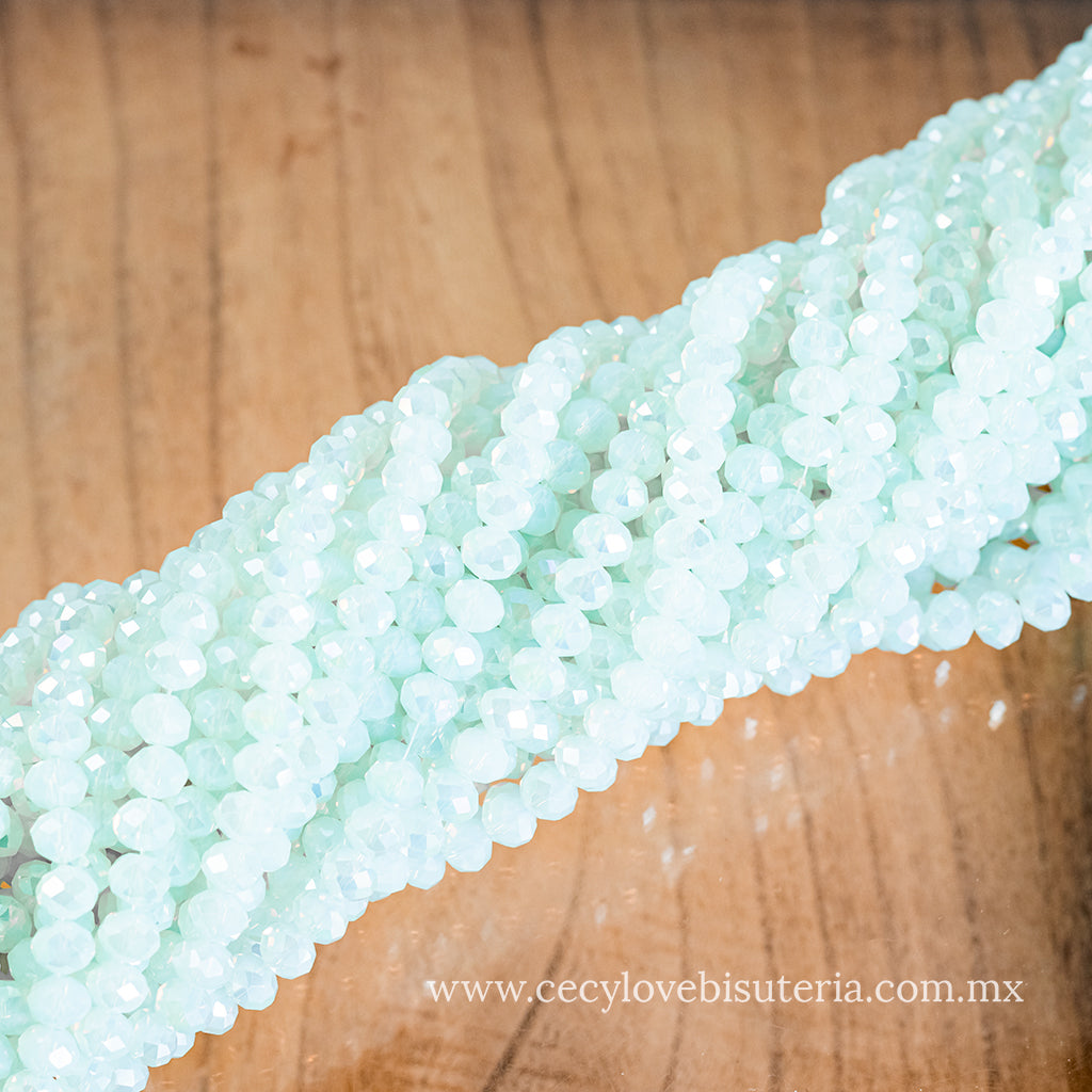 Cristal Rondel Blanco Ópalo 8 mm