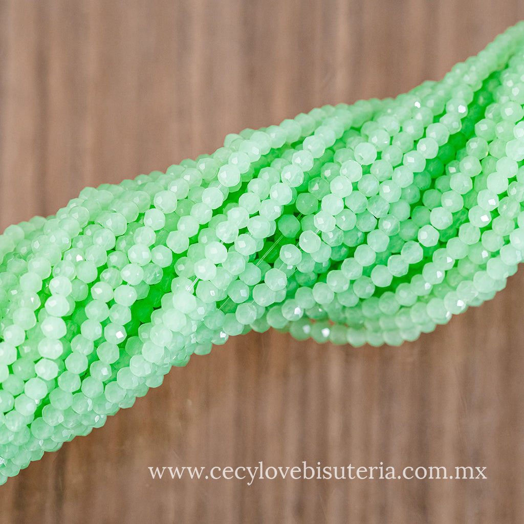 Cristal Rondel Verde Menta 2 mm