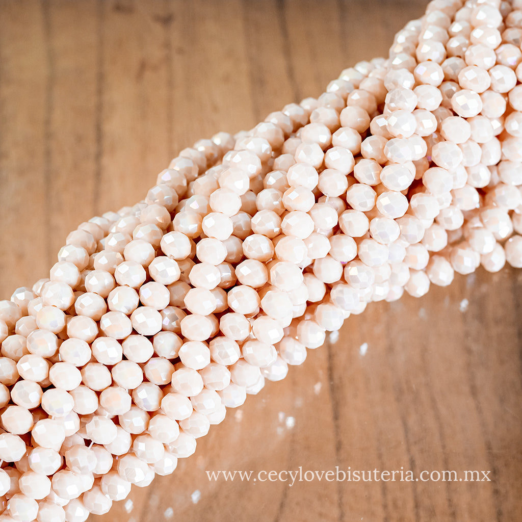 Cristal Rondel Nude 8 mm