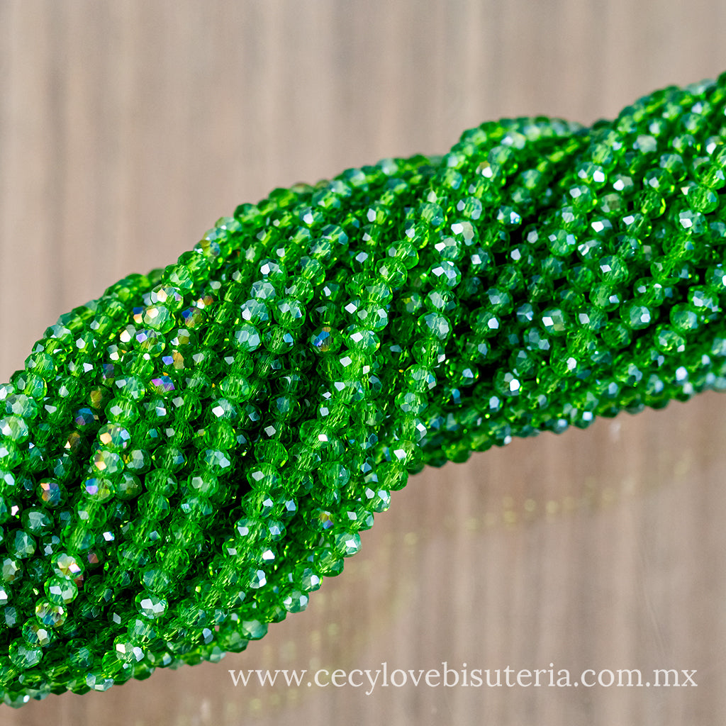 Cristal Rondel Verde 2 mm
