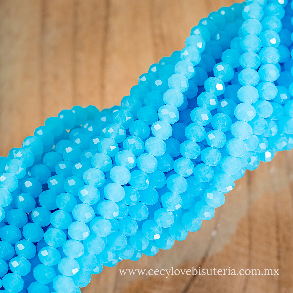 Cristal Rondel Azul Cielo 8 mm