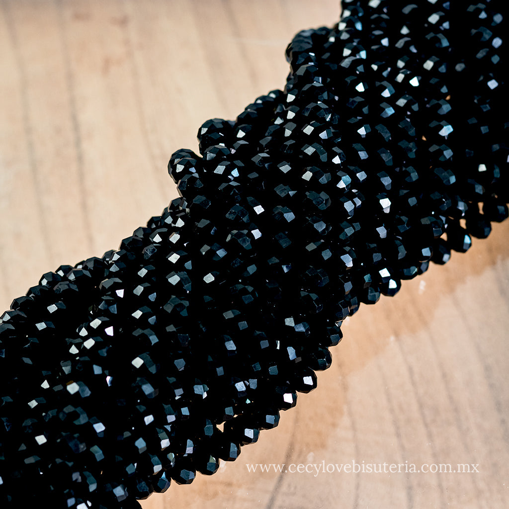 Cristal Rondel Negro 8 mm