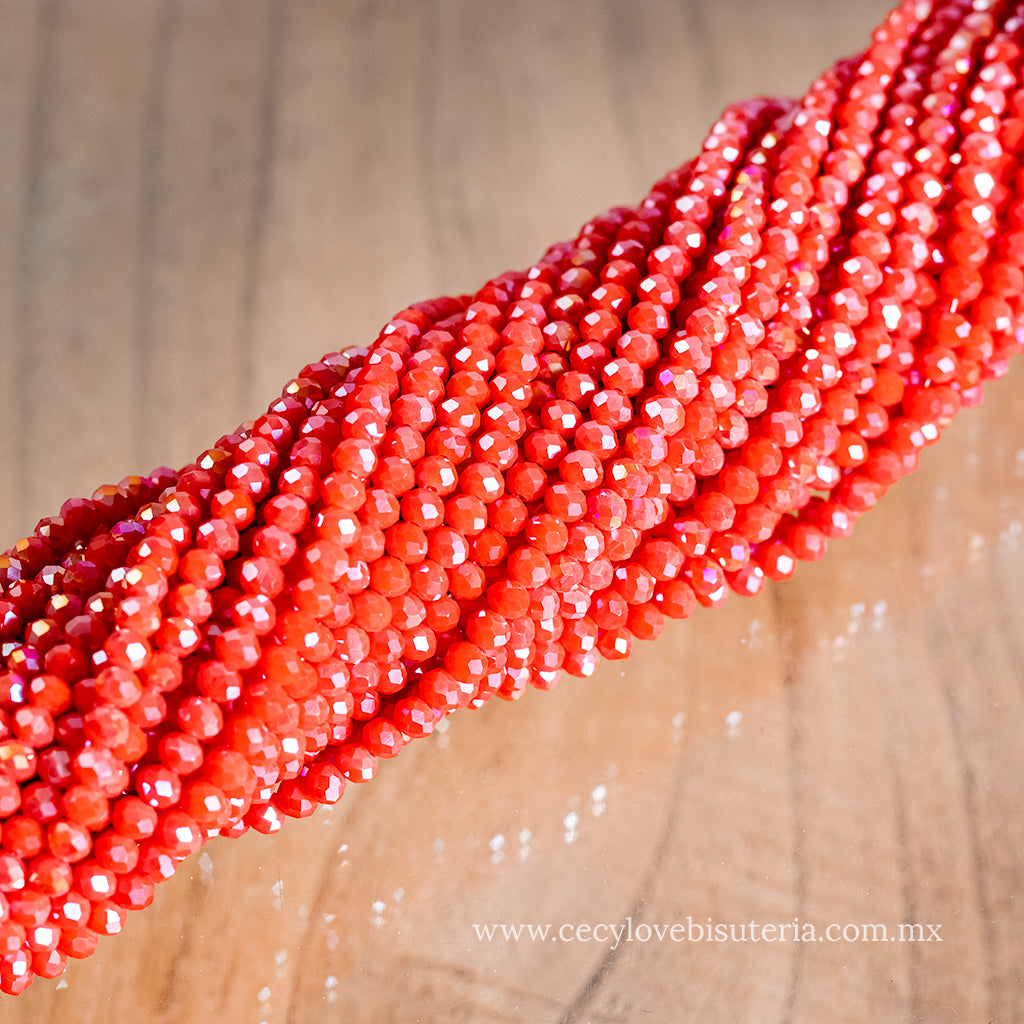 Cristal Rondel Rojizo 4 mm