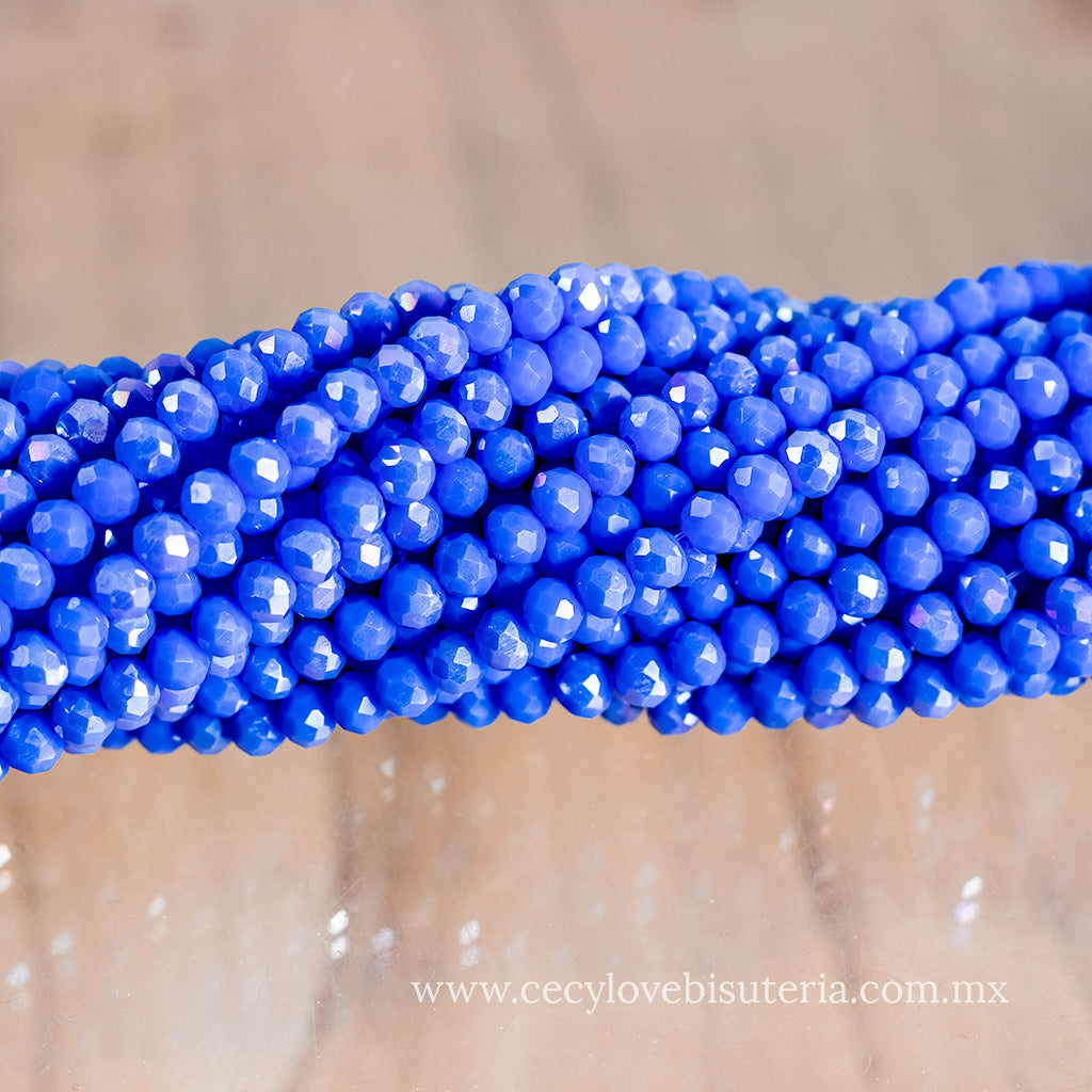 Cristal Rondel Azul Royal Mate 4 mm