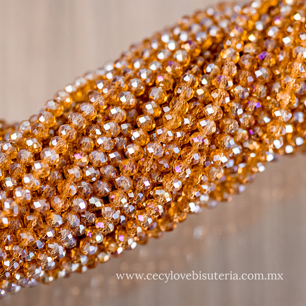 Cristal Rondel Miel Transparente 4 mm
