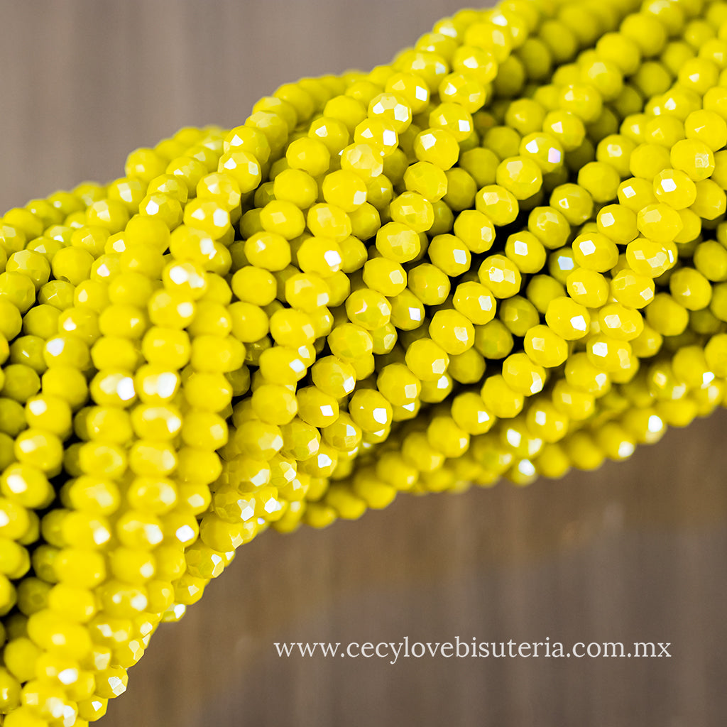 Cristal Rondel Amarillo Mate 4 mm
